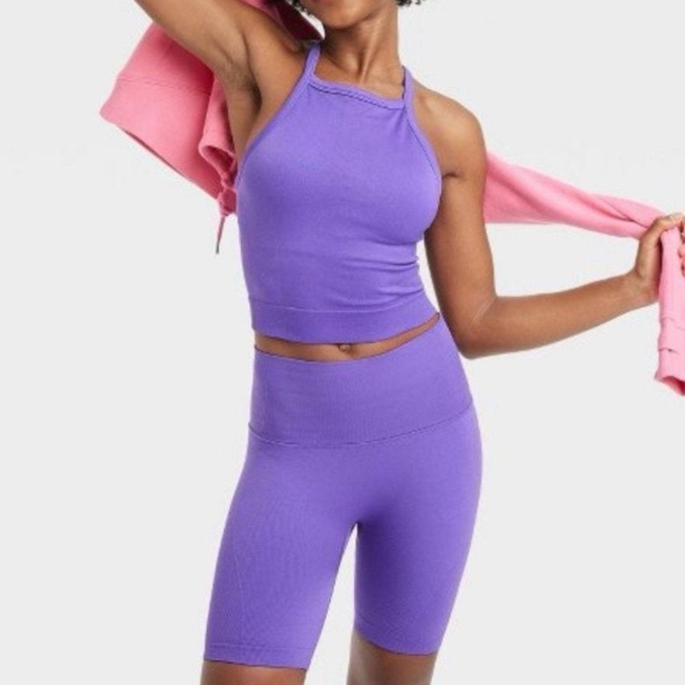 Purple High-Waisted Biker Shorts Size M